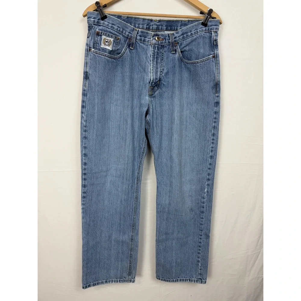 Cinch White Label Men's 100% Cotton Jeans 35x32 Blue Straight Leg Medium Wash